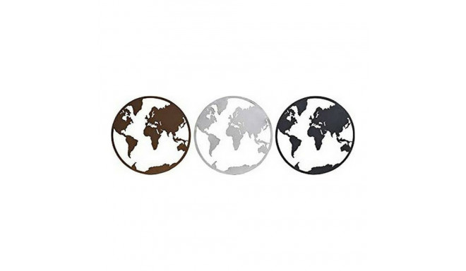 Decorative Figure DKD Home Decor World Map Black Copper White 40 x 1 x 40 cm (3 Pieces)
