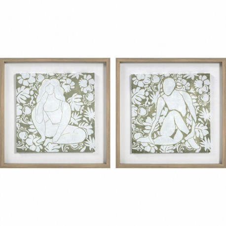 Maal DKD Home Decor 42 x 3 x 42 cm Kwiaty Skandinaavia (2 Ühikut)