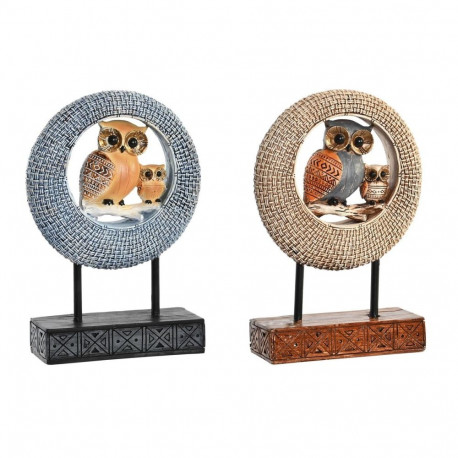 Dekoratiivkuju DKD Home Decor 16,5 x 6 x 25,5 cm Beež Öökull Sinine Boho (2 Ühikut)