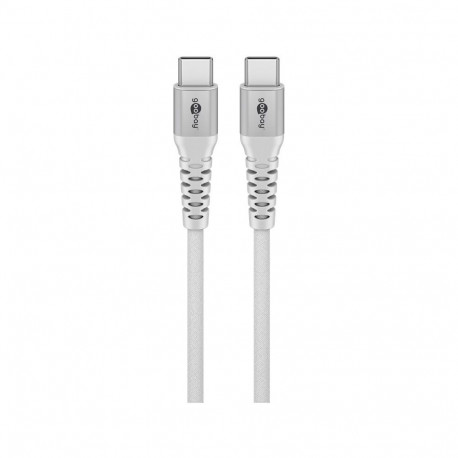 USB-C Supersoft Textile Cable with Metal Plugs, 0.5 m, white