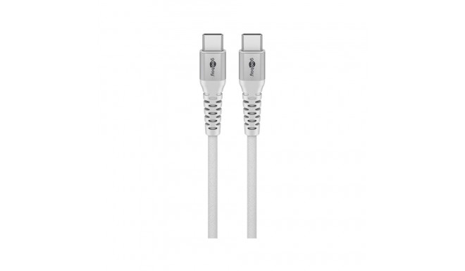 USB-C Supersoft Textile Cable with Metal Plugs, 0.5 m, white