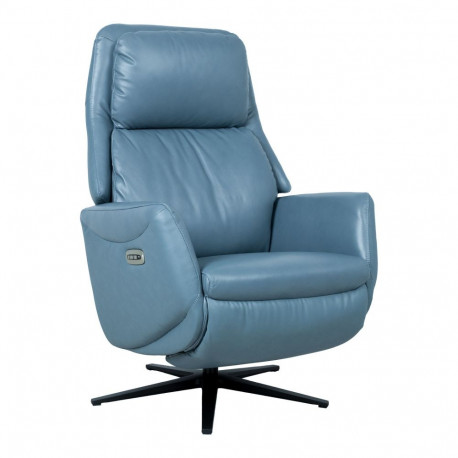 Recline armchair DAMIANO with electric mechanism, blue leather