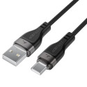 Acefast C11-04 USB-A kuni USB-C Magneetkaabel 3A Kiire Laadimine 1.2m Punutud Snap-On Ühendus Must