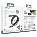 Acefast C11-04 USB-A kuni USB-C Magneetkaabel 3A Kiire Laadimine 1.2m Punutud Snap-On Ühendus Must