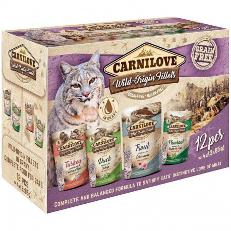 Wet Cat Food - CARNILOVE Wild Origin Fillets 12x85g