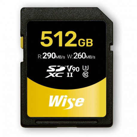 Wise SDXC UHS-II V90 512GB R:290MBs / W:260MBs WI-SD-N512