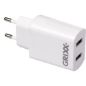 10x1 Grixx toiteadapter 220V kahe USB A valge