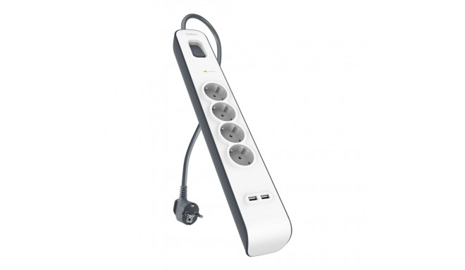Belkin ülepinge kaitse riba 4-pistikuga 2xUSB-A, 2 m kaabel BSV401vf2M-V2