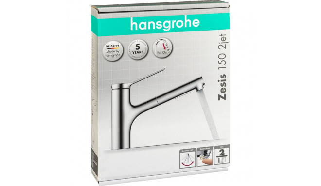 Hansgrohe Zesis M33 ühe hoovaga köögisegisti 150 2-joaga väljatõmmatava pihustiga