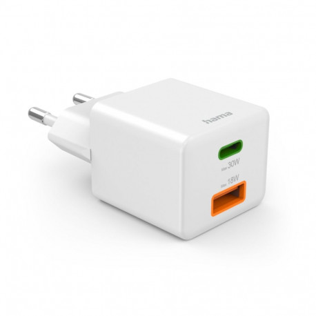 Hama ładowarka mini 30W PD/QC 1x USB-C, 1x USB-A biała