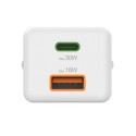 Hama laadija mini 30W PD/QC 1x USB-C, 1x USB-A valge