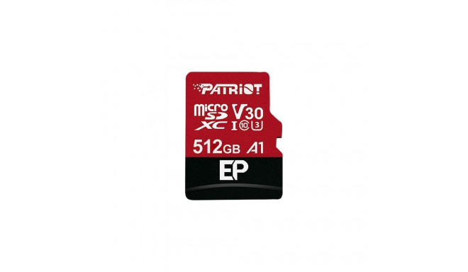 Patriot EP Series microSDXC 512 GB Class 10 UHS-I/U3 A1 V30 kaart (PEF512GEP31MCX)