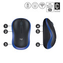 Wireless Mouse - Logitech M185 1000 DPI Optical Sensor 10m Range 12 Months Battery Life