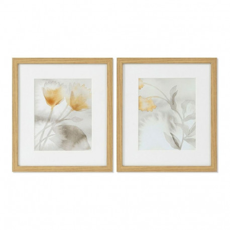 Maal DKD Home Decor Drawed Leaf 33 x 3 x 38 cm Traditsiooniline Taime leht (2 Ühikut)