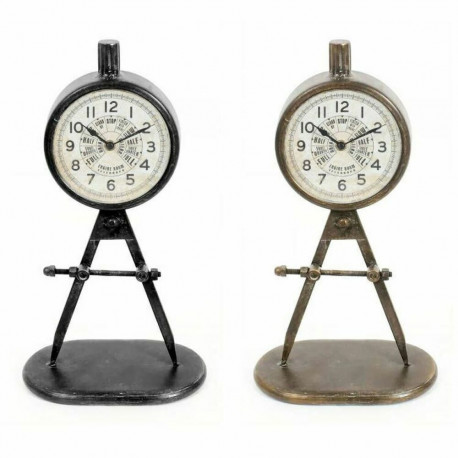 Table clock DKD Home Decor Black Golden Loft (2 Units)