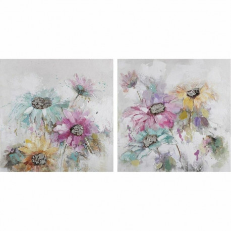 Maal DKD Home Decor 100 x 3,5 x 100 cm Kwiaty Shabby Chic (2 Ühikut)