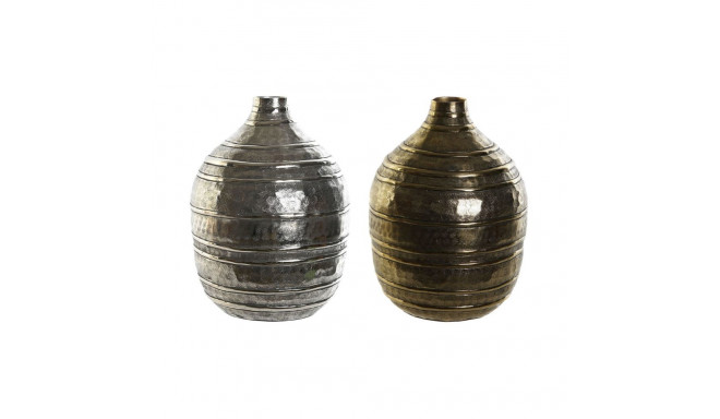 Vase DKD Home Decor 20 x 20 x 28,5 cm Silver Golden Aluminium Modern (2 Units)