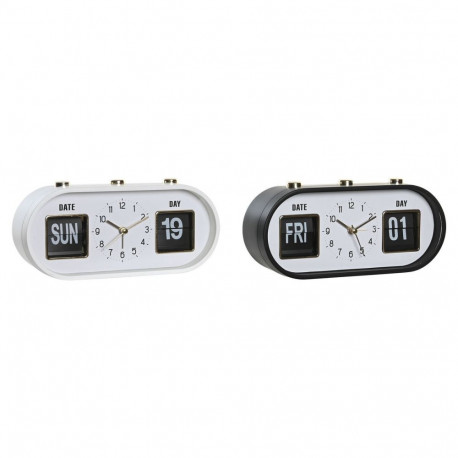 Alarm Clock DKD Home Decor White Black PVC 20 x 6 x 9,5 cm (2 Units)