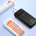 Dudao capacious powerbank with 3 built-in cables 20000mAh USB Type C + micro USB + Lightning white (