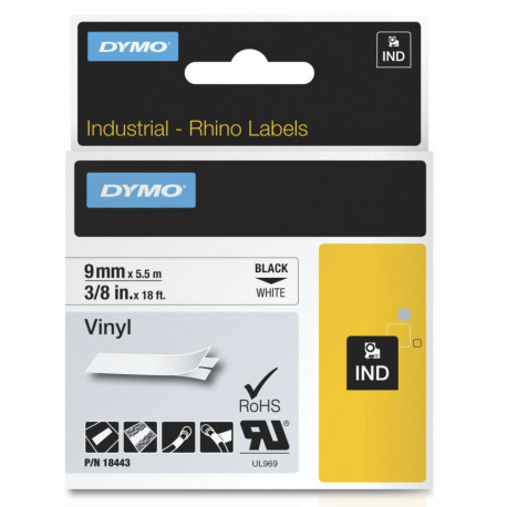 Dymo etiketilint 18443 S0718580, must-valge