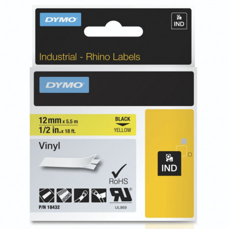 Dymo Rhino Schriftband Black Yellow (18432)