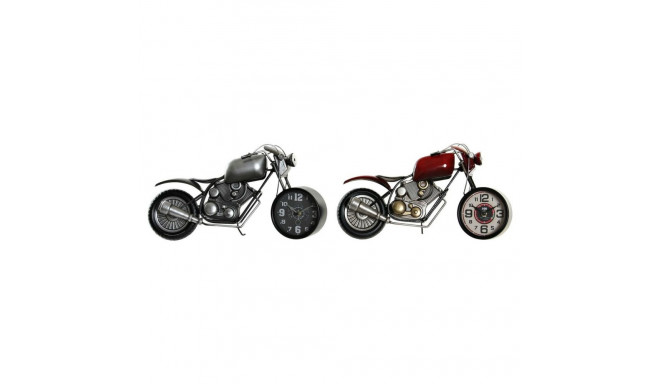 Table clock DKD Home Decor Red Grey Motorbike Motorcycle Vintage (2 Units) (2 Pieces)
