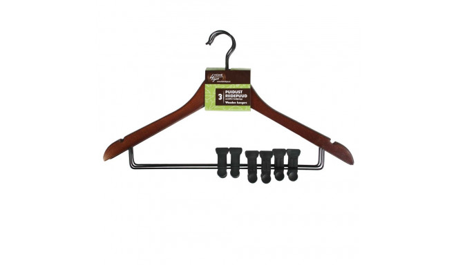 Cloth hangers 3pcs, with clips, brown