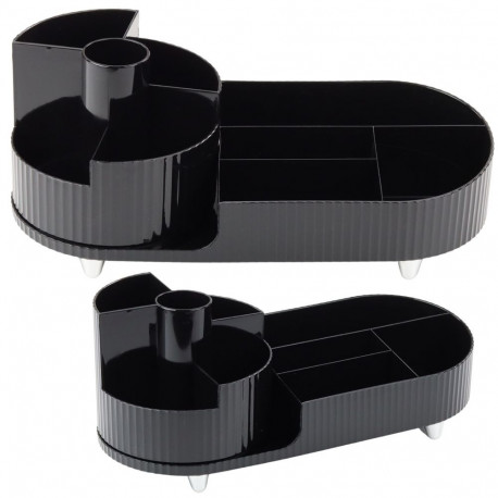 mitmeotstarbeline kosmeetikakorraldaja pöörlev mahukas must