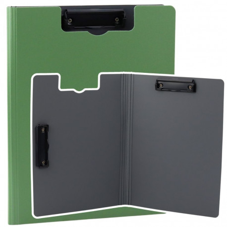 plastikust roheline A4 kaanega kirjutusalus kahe klambriga