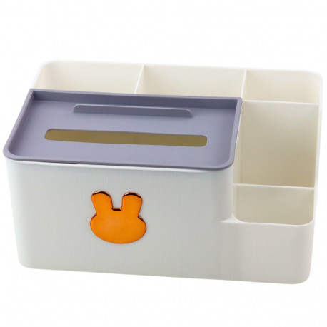 Organizer Na Biurko Z Pudełkiem Na Chusteczki Złoty Królik Biały