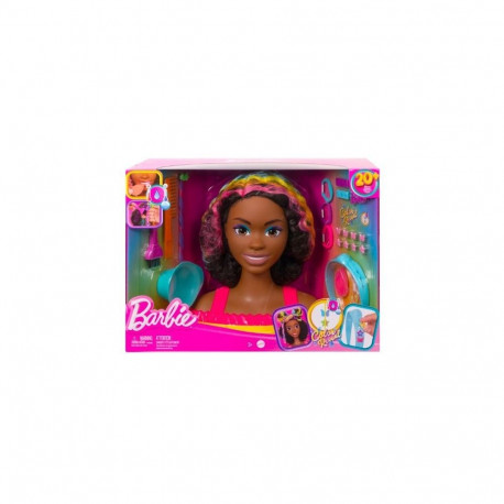 Barbie neoonne vikerkaare lokkis juustega soengupea
