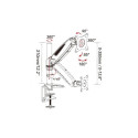 Desk arm with a gas shock absorber monitor 15-27 inches, 8kg, silver-black