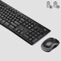 Keyboard and Mouse Set - Logitech 920-004508 Wireless QWERTY Spill Resistant Black, Silver