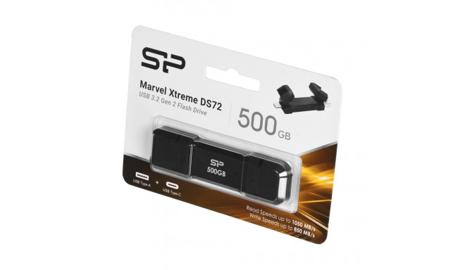 USB Flash Drive - Silicon Power DS72 500GB USB Type-A/Type-C Black
