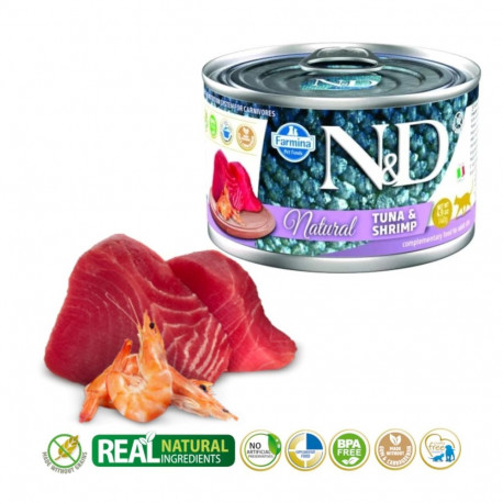 Wet Cat Food - Farmina N&d Cat Natural Tuna&shrimp 140g