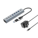 Conceptronic HUBBIES20GP 7-Port USB 3.0 Hub with Power Adapter, 5Gbps, USB-C x 3, USB-A x 4