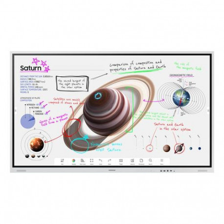 Samsung WM75B interactive whiteboard 190.5 cm (75") 3840 x 2160 pixels Touchscreen Grey, Wh