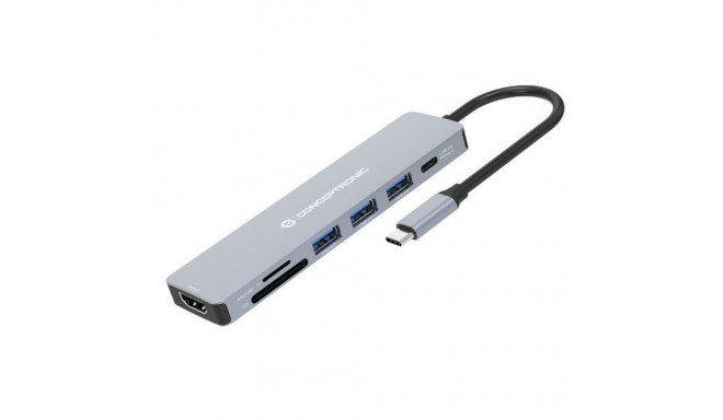 USB Hub Conceptronic 110519207101 Grey Multicolour 100 W