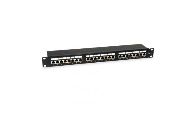 "Equip Patchpanel 24x RJ45 Cat6 19"" FTP 1HE ISO/IEC schwarz"