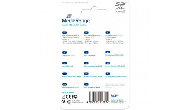"CARD SD- 64GB SDXC Klasse 10. 64GB"