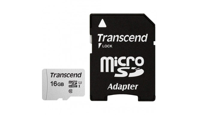 "CARD microSD Card 16GB Transcend SDHC USD300S-A w/Adapter"
