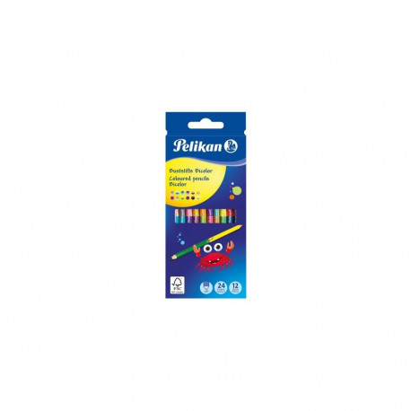 "Pelikan Buntstifte Bicolor Holz BRB12LN 24F 12er Faltschac"
