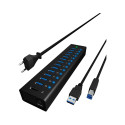"HUB USB 3.0 . 13 Port. +1x Ladeport Aluminium-mit Netzteil ICY BOX"