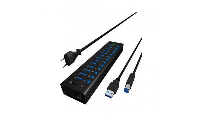 "HUB USB 3.0 . 13 Port. +1x Ladeport Aluminium-mit Netzteil ICY BOX"