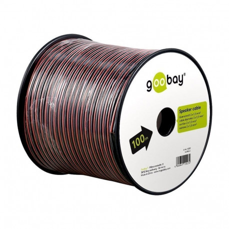 Goobay speaker cable, 2x1.5mm, 100.0m, on reel, black/red