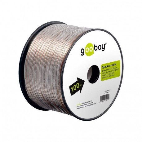 Goobay speaker cable, 2x0.75mm, 100m roll, transparent