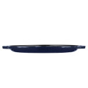 GRAND FEU cast iron frying pan, enameled, ribbed, blue color