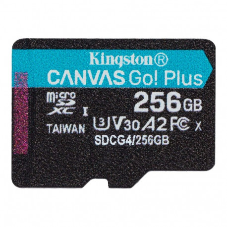 KINGSTON 256GB microSDXC Canvas Go Plus Gen4 200R A2 U3 Single Pack w/o ADP