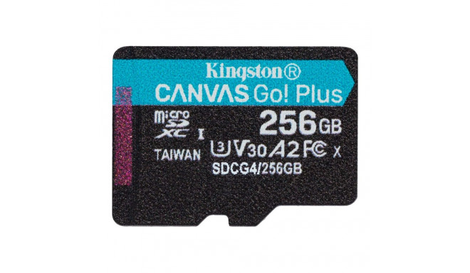 KINGSTON 256GB microSDXC Canvas Go Plus Gen4 200R A2 U3 Single Pack w/o ADP