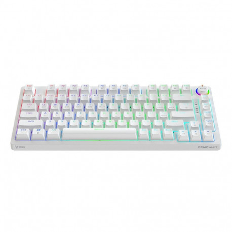 SAVIO PHENIX valge juhtmevaba mehaaniline klaviatuur, Gateron Red Pro, ABS